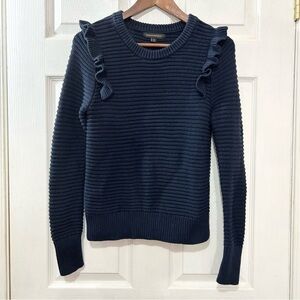 Banana Republic Ruffle Sweater Women's Navy Size XS Fall Feminine